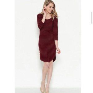 Heart & Hips Burgundy & Black Striped Knit Dress
